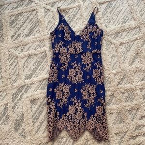Blue lace cocktail dress